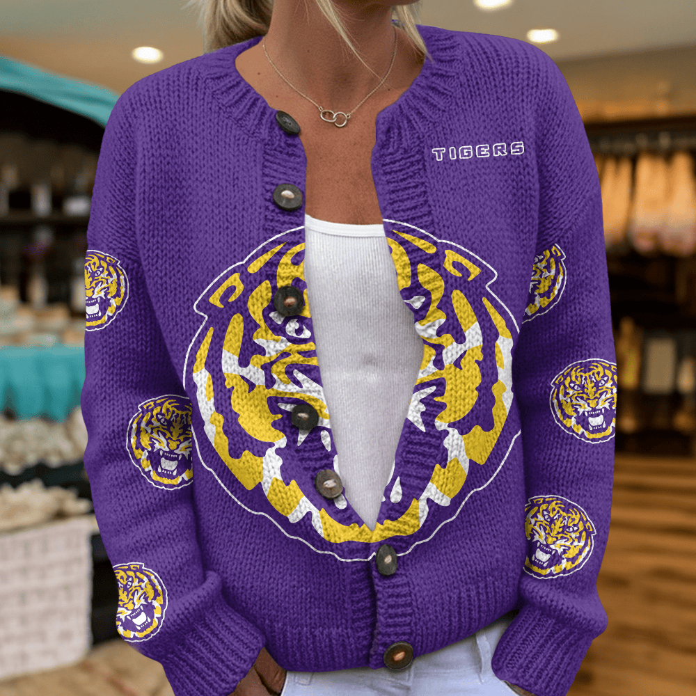 LSU CARDIGAN SWEATSHIRT WITH BUTTON 03 DAT