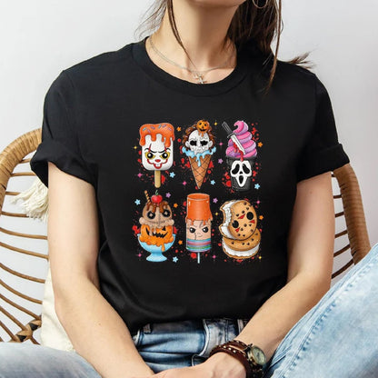 Halloween Horror Movie Characters Ice Cream T-Shirt