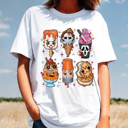 Halloween Horror Movie Characters Ice Cream T-Shirt