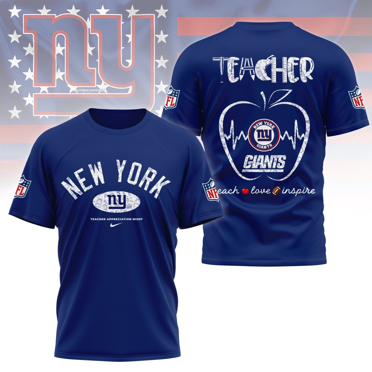 NYG PREMIUM 3D TEACHER APPRECIATION DAY SHIRT NY