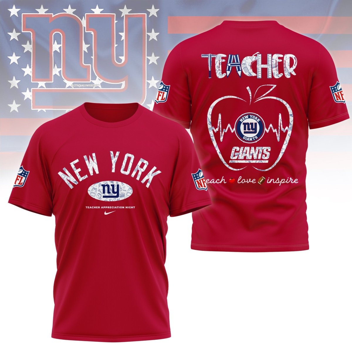 NYG PREMIUM 3D TEACHER APPRECIATION DAY SHIRT NY