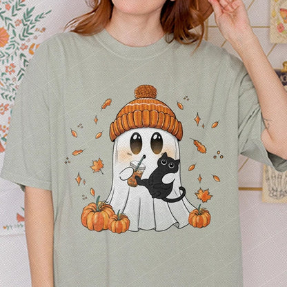 Premium Halloween 2025 Boo hug black cat T-Shirt