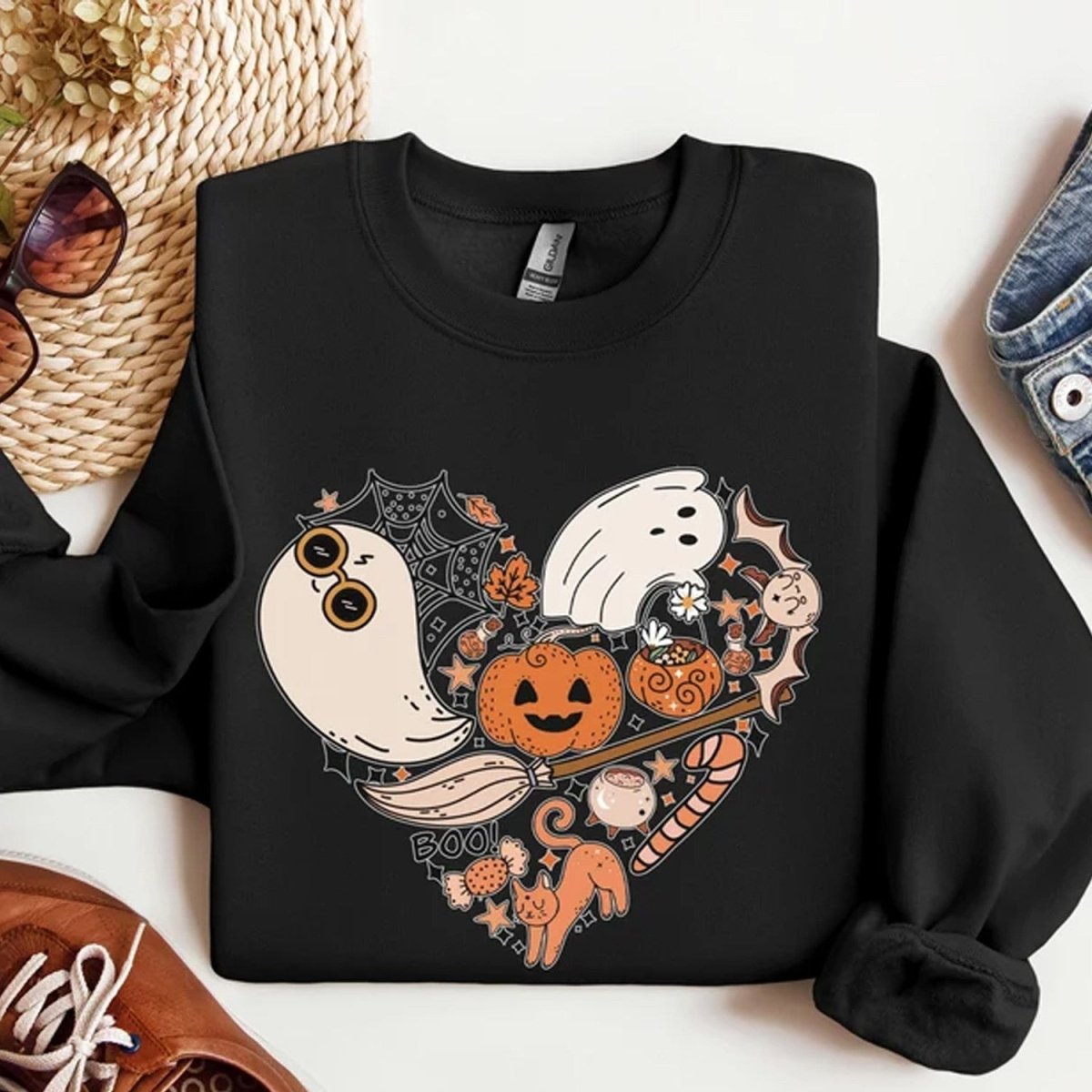 Premium Halloween Heart 2025 Spooky Season T-Shirt