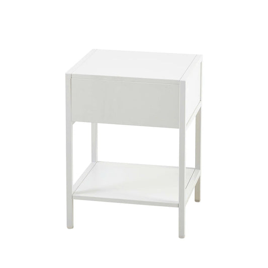 15.74" Rattan Nightstand with Drawer - Modern Bedside Table, Metal Legs, Storage Cabinet for Living Room, Bedroom, White (1 PC)