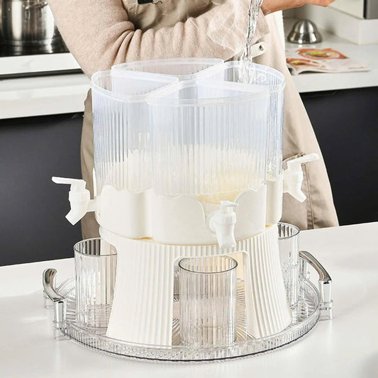 6L Cold Kettle Beverage Dispenser with Lid Detachable 4 Grid Rotatable PP Material Multipurpose Water for Refrigerator With Bracket