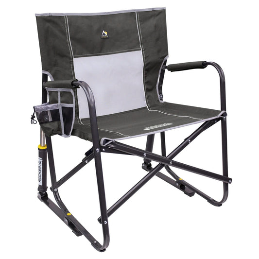 GCI Outdoor Freestyle Rocker XL Oversized Foldable Rocking Camp Chair, Pewter
